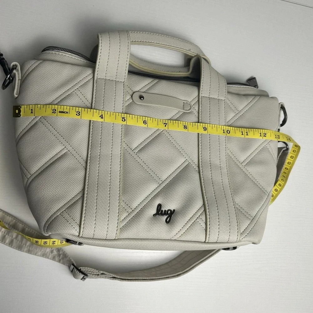 LUG Dory Matte Luxe Quilted Crossbody Bag Purse Ivory Pebble Multi Color Stitch